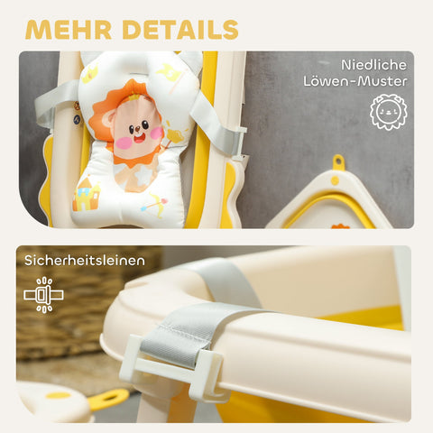 Rootz Foldable Baby Bath Tub - Sink - Non-Slip Bathtub - Comfortable Bath Cushion - 80.5cm x 55cm x 20cm (Yellow)