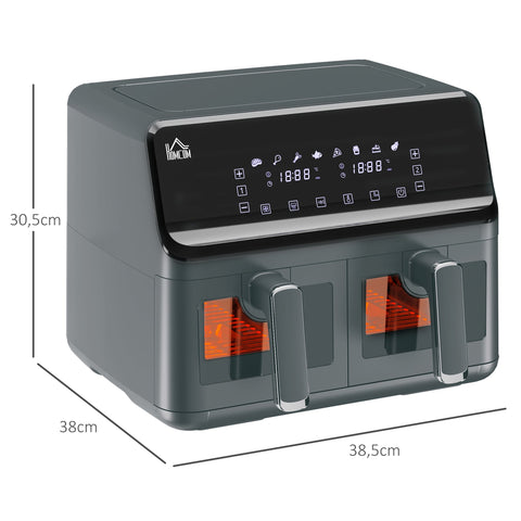 Rootz Hot Air Fryer - No-Oil Fryer - Double Basket Cooker - 8 Programs & Timer - 38.5cm x 38cm x 30.5cm - Healthier Cooking
