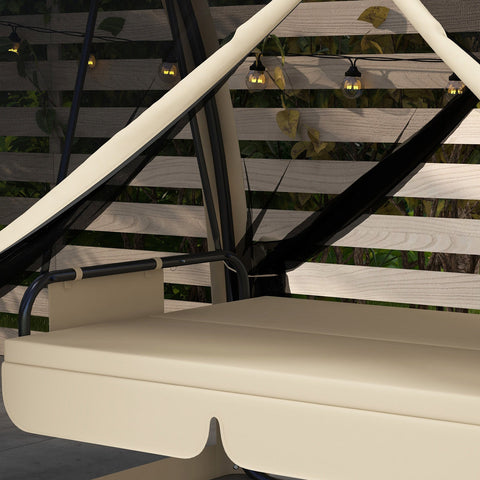 Rootz 3 Seater Patio Swing - Porch Swing with Bed Function - Mosquito-Protected Swing - Steel Frame - 240cm x 140cm x 197cm