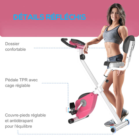 Rootz Foldable Exercise Bike - Compact Fitness Bike - Magnetic Bike - Adjustable Saddle/Backrest - 43cm x 97cm x 109cm