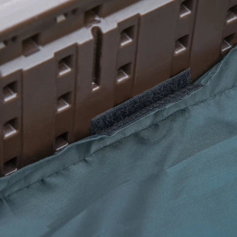 Rootz Sandpit with Cover & Groundsheet - Tarpaulin - Ground Spikes - Modular Design - 4 Seats - Brown - 1.23L x 1.23W Cm
