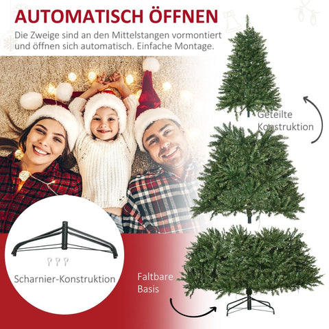 Rootz 7ft Artificial Christmas Tree with Lights - LED Illuminated Tree - Festive Atmosphere - 142cm x 210cm - 2154 Branches - Green