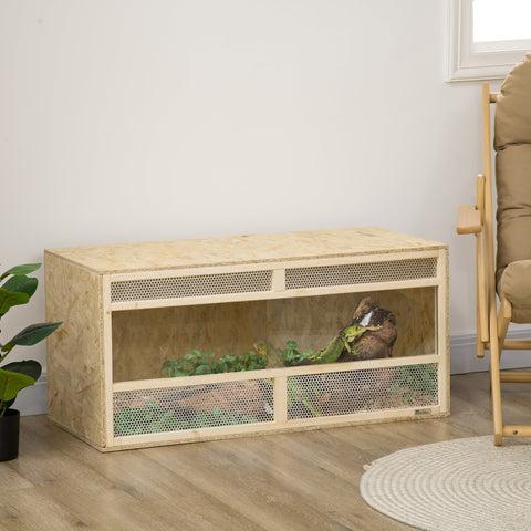 Rootz Terrarium for Reptiles - Habitat - Enclosure - Thermal Insulation - 100 x 47 x 47 cm OSB Wood and Glass Door