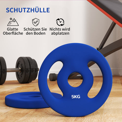 Rootz 2 x 5kg Weight Plates - Weight Set - Home Gym Plates - Durable Plastic - Ø20cm x 4cm - Ideal for Strength Training