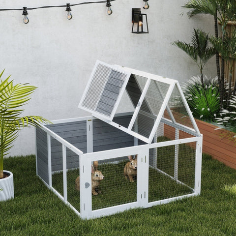 Rootz Rabbit Hutch - Small Animal Enclosure - Rabbit Cage - Weatherproof Shelter - 120cm x 120cm x 60cm