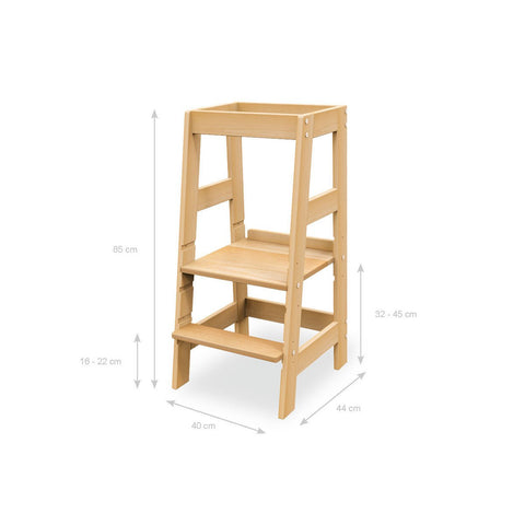 Rootz Learning Tower - Discovery Tower - Kitchen Aid - Solid Beech Wood - All-Round Fall Out Protection - 40cm x 47cm x 85cm