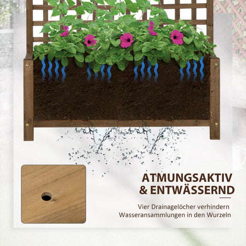 Rootz Raised Bed with Trellis - Plant Box - Flower Bed - Weatherproof Wood - 90 x 45 x 183 cm - Optimal Garden Protection