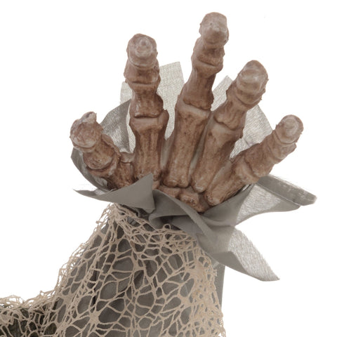 Rootz Animated Halloween Decoration - Skeleton Ghost - Bendable Arms - Green Glowing Head - Eerie Howls - 65cm x 30cm x 160cm