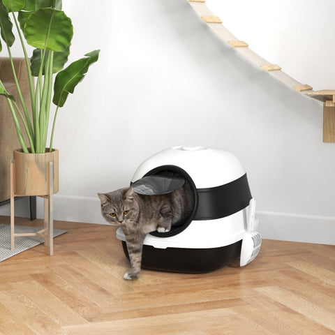 Rootz Cat Toilet - Litter Box - Cat Loo - Prevents Litter Scatter - Odor Control - Easy Cleaning - 52cm x 41cm x 38cm - Plastic, ABS