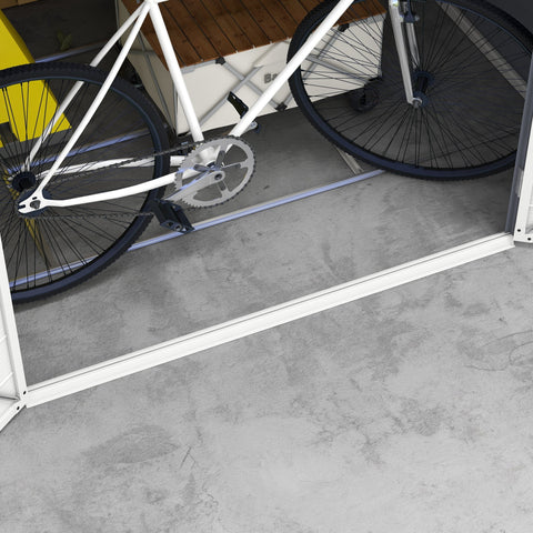 Rootz Tool Shed - Garden Shed - Ventilated Storage - Moisture Resistant - 240cm x 190cm x 180/228cm - Grey
