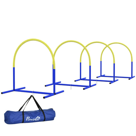 Rootz Dog Agility Set - Canine Fitness Kit - Pet Training Gear - Obstacle Course - Portable - Blue+Yellow - 88cm x 64cm x 95cm