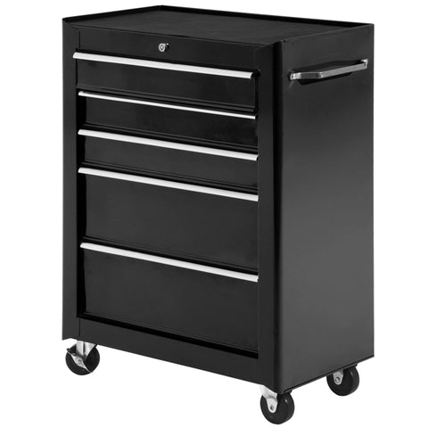 Rootz Rolling Steel Tool Trolley - Workshop Cart - Tool Storage - Lockable with 2 Keys - 61.5 x 33 x 82.5 cm - Non-slip Protection