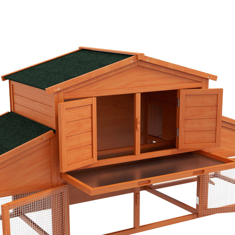 Rootz Rabbit Hutch Rodent Hut - Bunny House - Small Animal Shelter - Solid Pine Wood - 2.25L x 0.70W x 1H m
