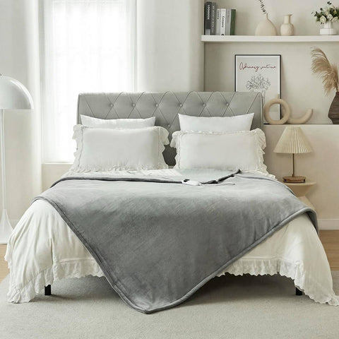 Rootz Flannel Electric Blanket - Heated Throw - Warming Blanket - Smart Temperature Control - Adjustable Timer - Machine Washable - 180x130cm, 200x180cm