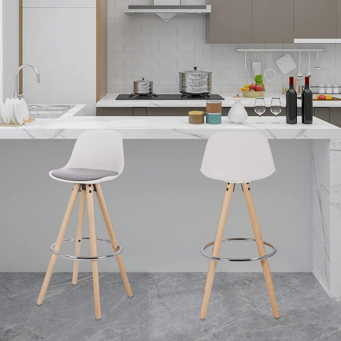 Rootz Bar Stool - Breakfast Stool - Kitchen Stool - Faux Leather - 38.5cm x 33cm x 96.5cm - Chrome Plated Footrest - Ergonomic Design