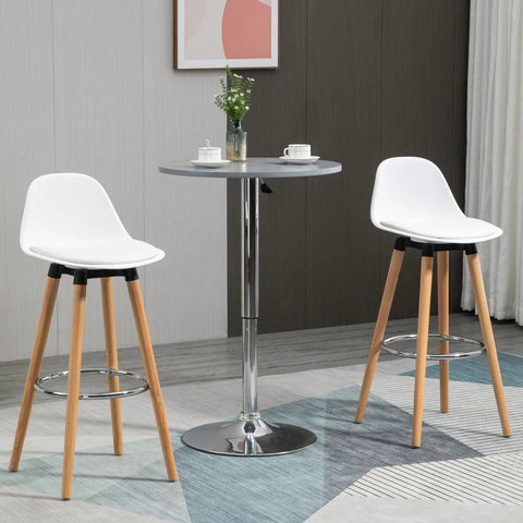 Rootz Set Van 2 Barkrukken - Barstoelen - Scandi Design - Voetensteun - Kunstleer - Naturel + Wit - 38,5 cm x 42,5 cm x 91 cm