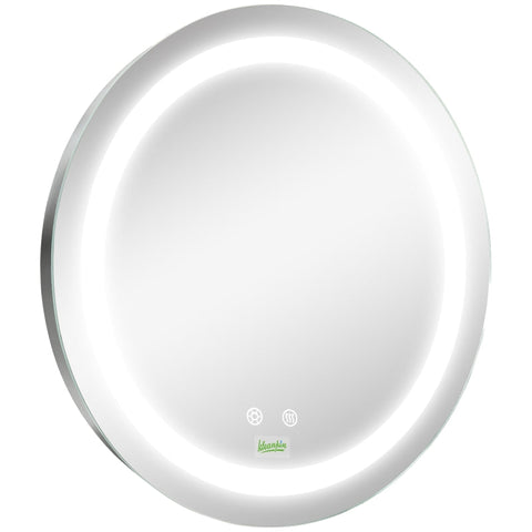 Rootz LED Bathroom Mirror - Wall Mounted Makeup Mirror - Round Vanity Mirror - Adjustable Brightness - Anti-Fog - 50cm x 4.6cm