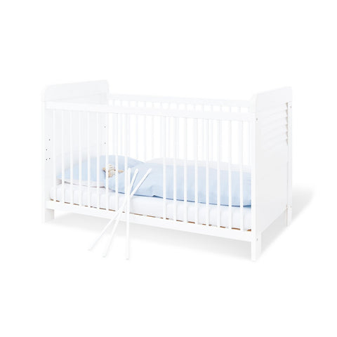 Rootz 2 Piece Set 'Siena' Cot Bed - Convertible Crib - Nursery Bed - Converts to Junior Bed/Sofa 146cm x 79cm x 91cm & Changing Unit - White Furniture 106cm x 79cm x 98cm
