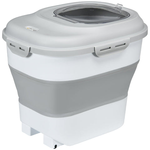 Rootz Dog Food Container - Pet Food Holder - Airtight Seal - 25L/5L - Foldable Design - Wheels - Desiccant - 44cm x 32cm x 37cm