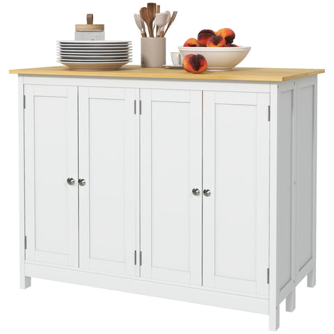 Rootz Kitchen Island Trolley Set - Kitchen Cart with 2 Stools - Fold-out Worktop - Space Saving - 110cm x 60cm x 90cm