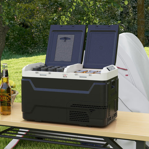 Rootz 2 Zone Portable Electric Cooler - Car Refrigerator - Travel Cooler - Stay Cool Anywhere - 67.3cm x 40.9cm x 46.6cm
