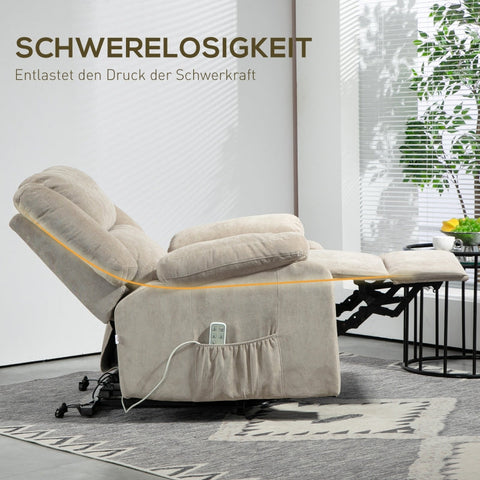 Rootz Electric Reclining Chair - Lift Chair - Zero Gravity Senior Chair - Stand-Up Aid - Mobility Assistance - Light Gray - Plush - 91cm x 93cm x 105cm