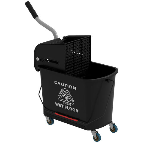 Rootz 20L Mop Bucket with Wringer - Cleaning Pail - Rolling Bucket - Effortless Mobility - 60cm x 27cm x 70.5cm