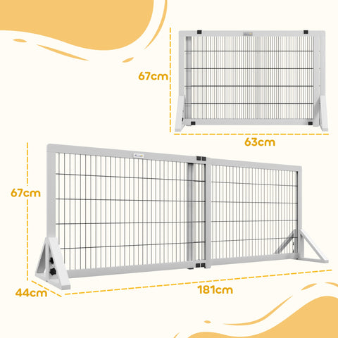 Rootz Dog Guard Protective Gate - Pet Safety Fence - Adjustable Barrier - Maximum Safety - 101-181 cm x 44 cm x 67 cm