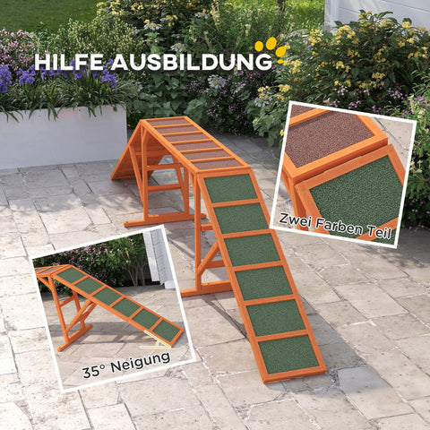Rootz Agility Dog Ramp - Training Course - Non-Slip Pet Ramp - Weatherproof Wood - Confidence Boost - 325cm x 55cm x 69cm