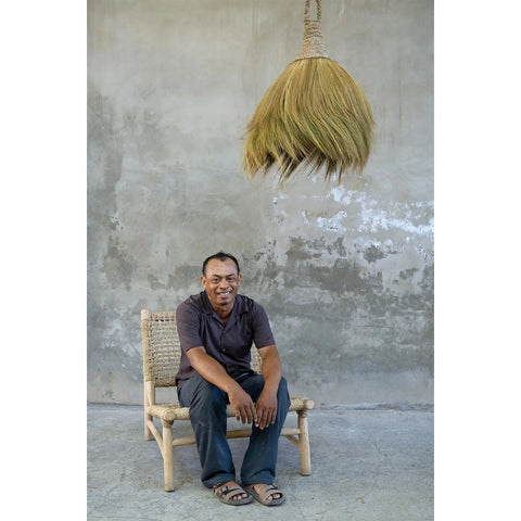 Rootz Makiki Pendant Lamp - Statement Light - Tropical Decor - Handcrafted Mendong Grass - 50cm x 50cm x 70cm