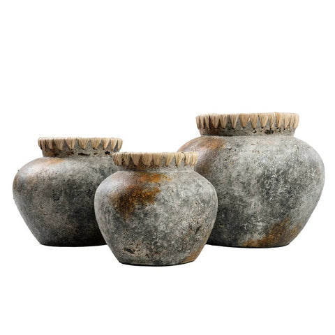 Rootz Styly Vase - Antique Vase - Terracotta Vase - Coastal Decor - 22cm x 22cm x 19cm