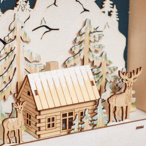 Rootz Christmas Advent Calendar - LED Lit - Large Drawers - Festive Decor - MDF - 34cm x 7cm x 34cm