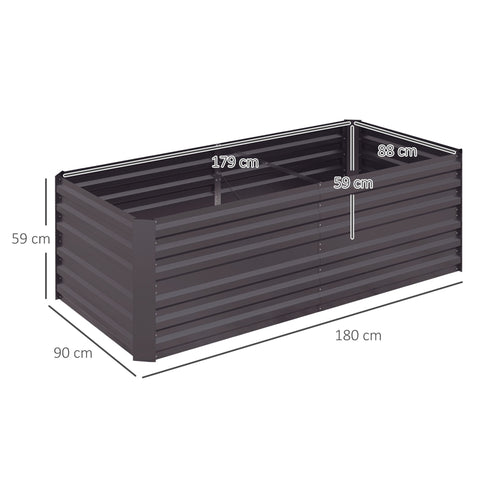Rootz Raised Plant Pot - Flower Bed - Garden Box - Ample Space - Steel Frame - 180cm x 90cm x 59cm - Grey