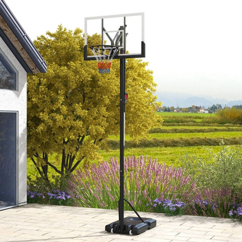 Rootz Basketball Hoop Stand - Adjustable Basket - Mobile Backboard - Shatterproof Design - 110cm x 75cm - Height 295-365cm