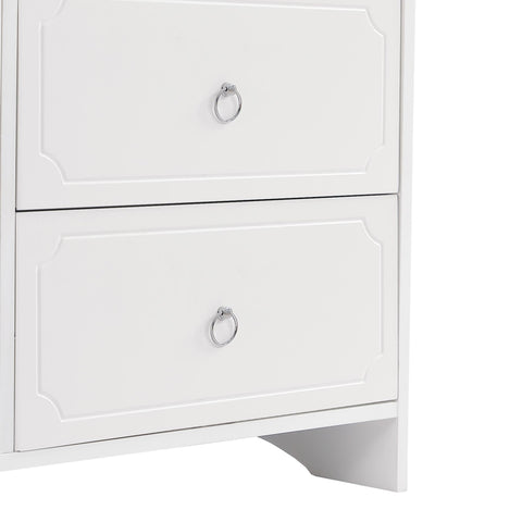 Rootz Mirror Cabinet Chest of Drawers - 6 Drawer Dresser - Bedroom Storage - Silent Gliders - 100×50×132 cm