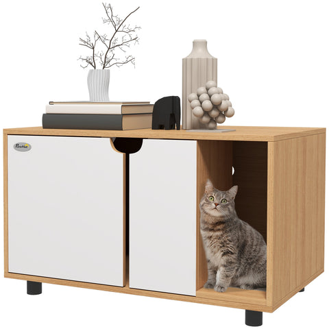 Rootz Cat Litter Box Furniture - Pet Cabinet - Kitty Restroom - Odor Reduction - 80 x 48 x 48 cm