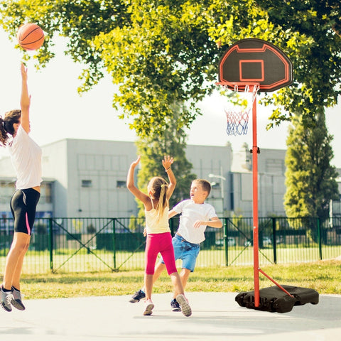 Rootz Basketball Stand - Outdoor Hoop - Weather-Resistant Backboard - Stable Base - Height-Adjustable - 73cm x 49cm x 194-249cm