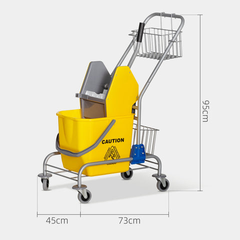 Rootz Cleaning Trolley - Professional Cleaning Cart - Trolley on Wheels - Effortless Cleaning - 73cm x 45cm x 95cm