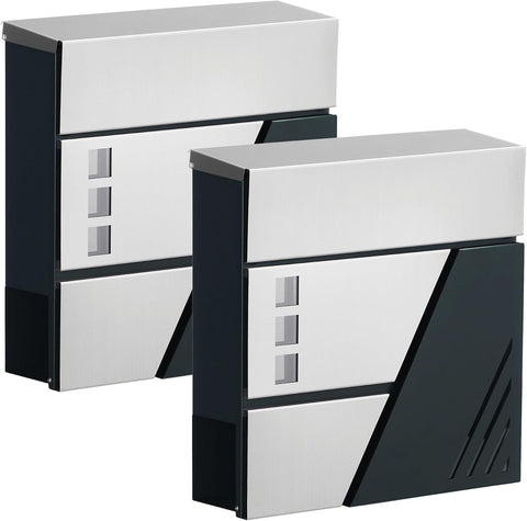 Rootz Mailbox Set - Letterbox - Postbox - Weather-Resistant - Stainless Steel - Galvanized Steel - 10.5cm x 37cm x 37cm
