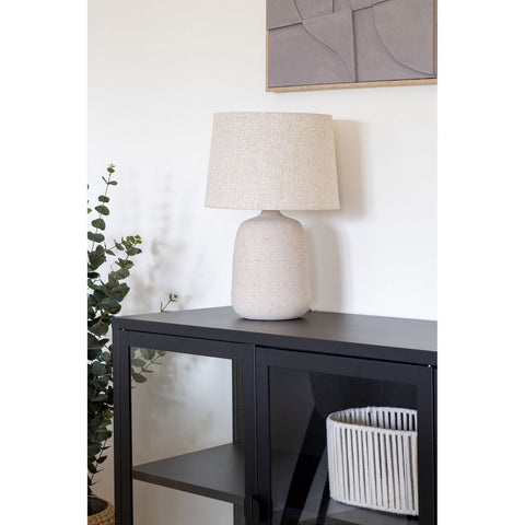 Rootz Table Lamp - Ceramic Light - Stone Beige Lamp - 150cm Cord - 30cm x 47cm x 30cm
