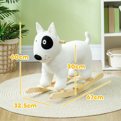 Rootz Rocking Horse - Dog Rocker - Plush Ride-On - Safe Wooden Base - 67cm x 32.5cm x 60cm