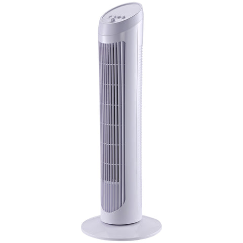 Rootz Column Fan Tower - Oscillating Fan - Quiet Cooling - 3 Speeds - 45W Power - 27L x 27W x 75H cm - White