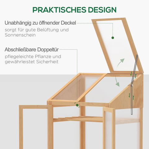 Rootz Mini Greenhouse - Compact Plant Shelter - Seed Starter - Wooden Frame - Optimal Light & Heat - 70L x 50W x 120H cm
