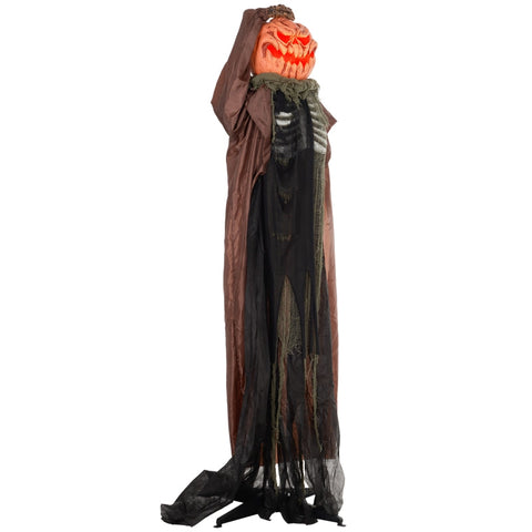 Rootz Animated Halloween Decoration - Skull Pumpkin Ghost - Pop-Up Head - Glowing Eyes - Eerie Howls - Easy Assembly - 65cm x 20cm x 183cm