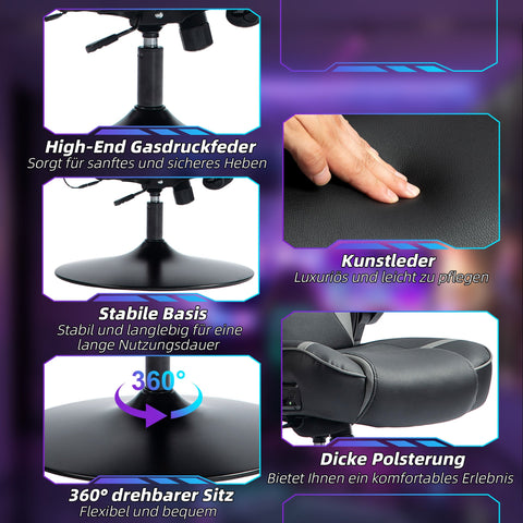 Rootz Rocking Gaming Chair with Speaker - Ergonomic Chair - Gamer Chair - Lumbar Support - 69cm x 73cm x 112-118cm
