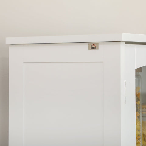 Rootz Tall Kitchen Cabinet - Display Cabinet - Buffet Cabinet - Modern Elegance - 160cm x 60cm x 30cm - White Wood