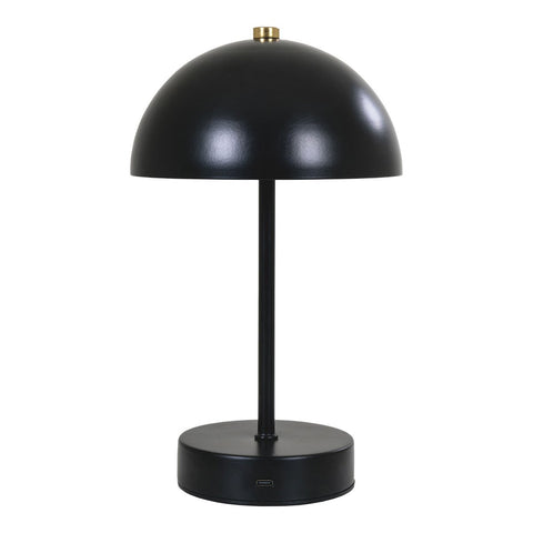 Rootz Table Lamp - Black/Brass Rechargeable Light - Metal Lamp - Portable Illumination - 15cm x 15cm x 25cm