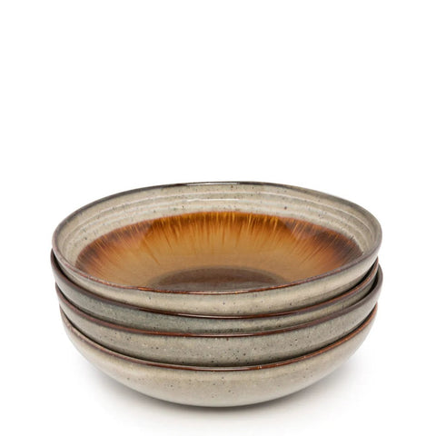 Rootz Comporta Pasta Plate Set - Dinnerware - Chip-Proof Plates - Crackle Glaze - 22cm x 22cm x 5cm