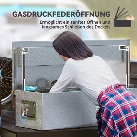 Rootz Sturdy Aluminum Storage Box - Tool Box - Lockable Storage - Weatherproof - 99cm x 33cm x 25.5cm