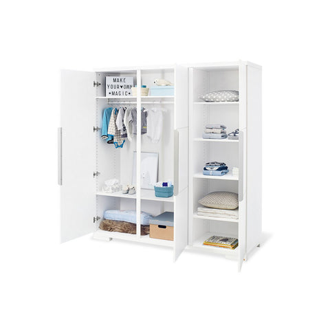 Rootz Nursery 'Polar' 4-Piece Set - Baby Furniture - Infant Furniture - Convertible Bed - Cot Bed 148x76x82cm, Unit 100x78/57x98cm, Wardrobe 167x57x182cm